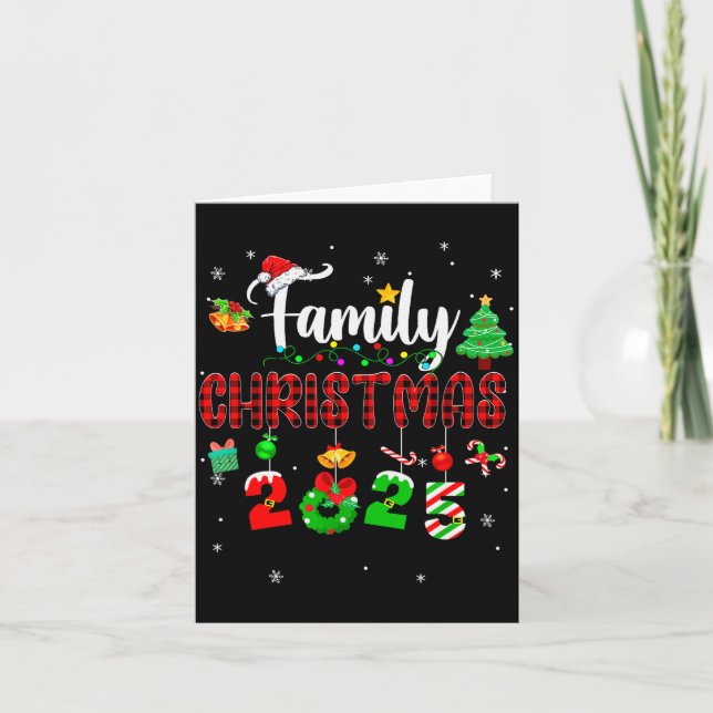 Carte Family Christmas 2025 Matching Red Plaid Squad San (Devant)