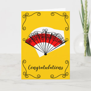 Carte Fan Corners espagnol Félicitations Texte vertical