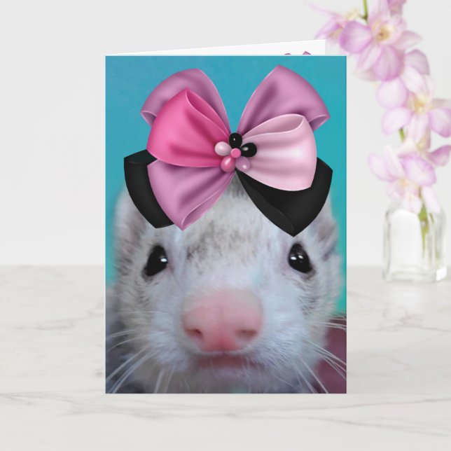 Carte Fancy Ferret Anniversaire (Orchidée)