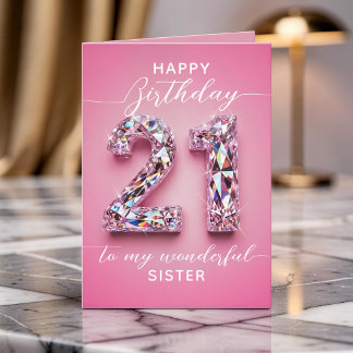 Carte Fancy Glam Rose Diamant 21e Anniversaire