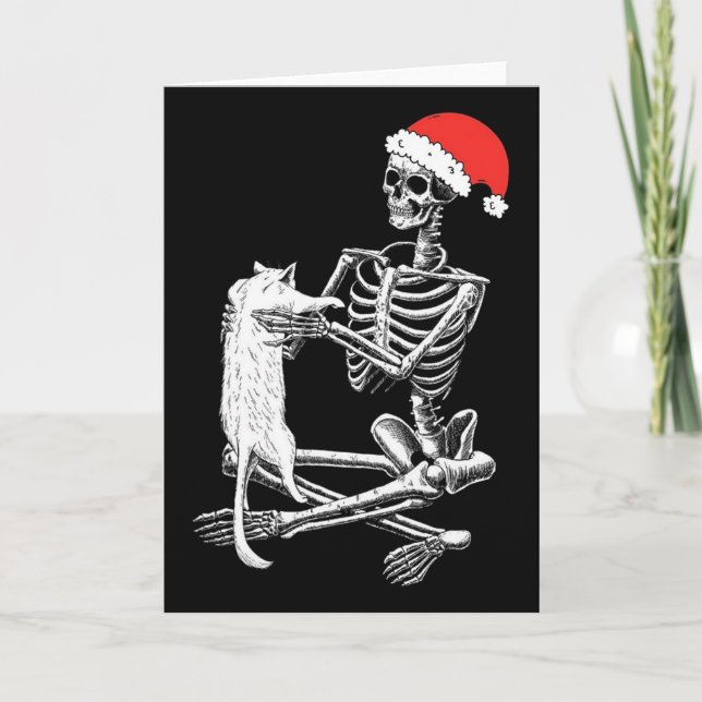 Carte Fantaisie Crâne Chat Noël (Devant)