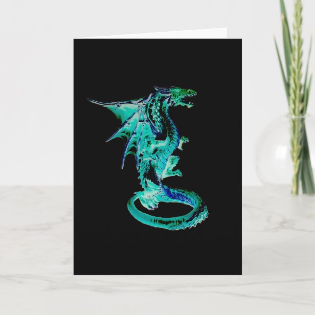Carte Fantaisie de dragon d'eau bleu de mer (Devant)