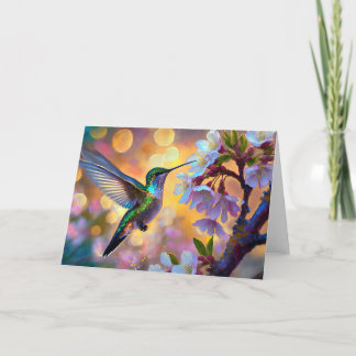 Carte Fantaisie de fleurs de cerisier Colibri