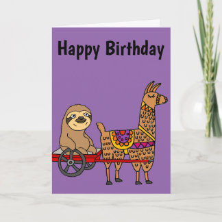 Carte Fantaisie en Wagon rouge tirée par Llama