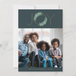 Carte Fantaisie gaufre Gold Joy wreath photo de Noël/vac