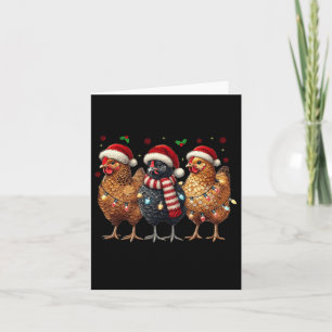 Carte Fantaisie poulets de Noël Lumières Animaux Agricul