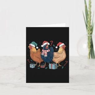 Carte Fantaisie poulets de Noël Lumières ferme animal mi