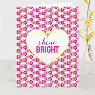 Carte Fantaisie vintage rose jaune violet floral.