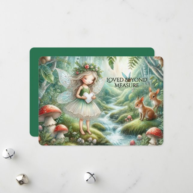 Carte fantaisiste de forêt féerique d'amour sans m (Devant/Arrière en situation)