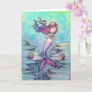 Carte fantaisiste de sirène mignonne pour toutes o