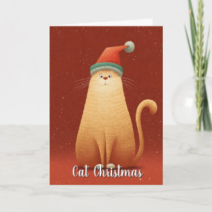 Carte Fantaisiste Drôle Mignon Chat Orange Joyeux Noël