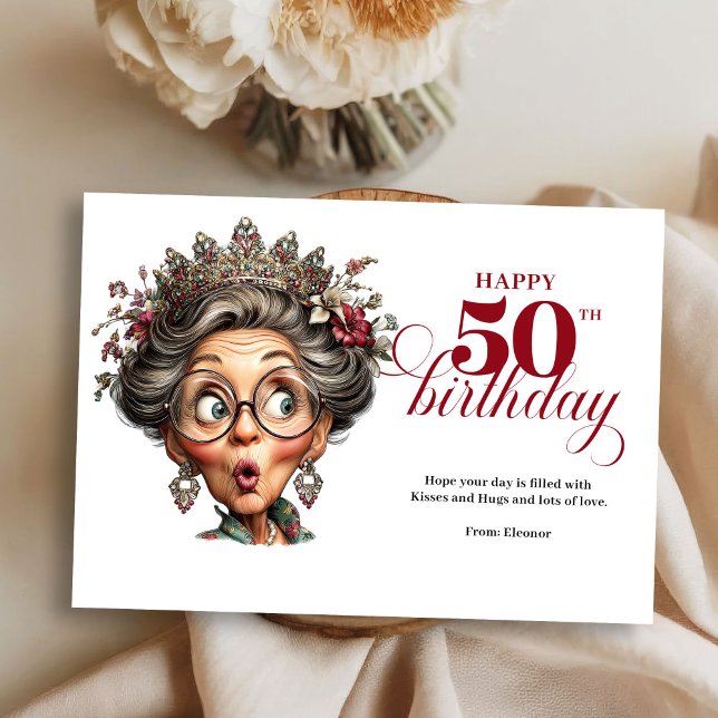 Carte fantaisiste pour les 50 ans d'une femme exce (Classic Quirky Woman 50th Birthday Whimsical Greeting Card

)