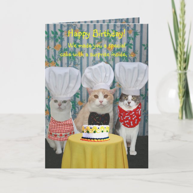Carte Fantastique Chef Chats Anniversaire (Devant)