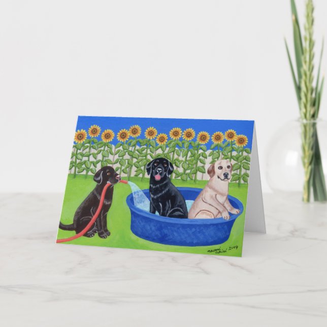 Carte Fantastique Pool Party Labradors (Devant)
