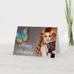 Carte Fantasy Redhead with Butterfly Birthday Card<br><div class="desc">add your own message inside (this card is blank inside - click CUSTOMIZE to add a message for us to print for you!) ... . © 2004-2015 MarloDee Designs: All rights reserved. All necessary licenses have been purchased and are on file. Images on this site are NOT public domain. You...</div>