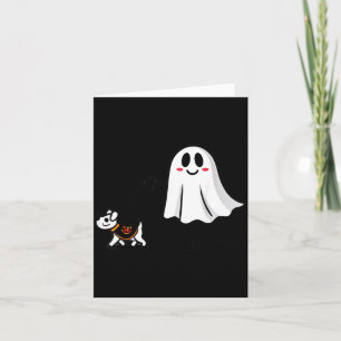 Carte Fantôme avec chien promenant Halloween