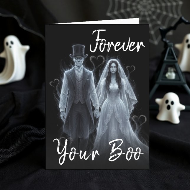 Carte Fantôme Boo Épouse Gothique Femme Halloween Annive (Ghost Boo Gothic Husband Wife Halloween Birthday Card
)