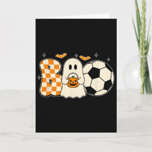 Carte Fantôme Boo Jouant Au Football Halloween Joueurs F