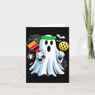 Carte Fantôme Boo jouant au pickle ball humour Halloween