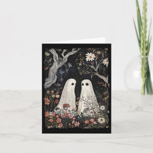 Carte Fantôme Dans La Forêt Fleur Halloween Saison Éffra