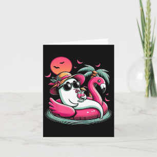 Carte Fantôme Dans Le Flamant rose Lifebuoy Sur Un Bassi