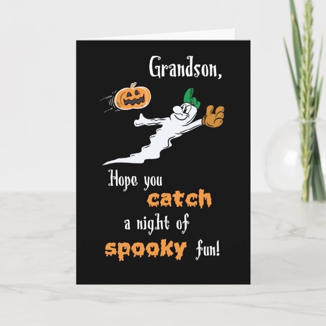 Carte Fantôme de baseball de Grandson Halloween avec Cit (Devant)