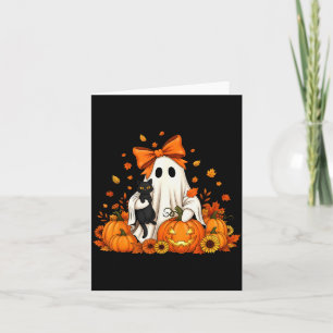 Carte Fantôme de Halloween vintage tenant un chat noir G