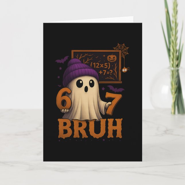 Carte Fantôme de maths drôle 67 Bruh Halloween Mème Prof (Devant)