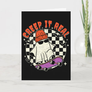 Carte Fantôme d'Halloween Crée un Skateboarding Rétro Ré