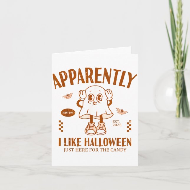 Carte Fantôme Drôle Apparemment, J'Aime Halloween  (Devant)