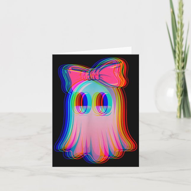 Carte Fantôme drôle Tripant Vaporwave Halloween Techno R (Devant)