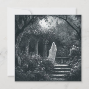 Carte Fantôme éffrayant dans Garden Graveyard Goth Vinta