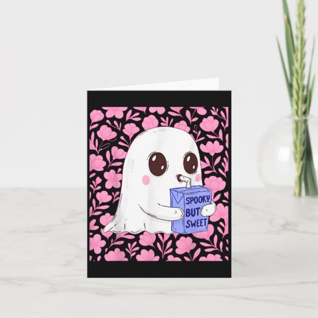 Carte Fantôme mignon effrayant mais doux avec Halloween  (Devant)