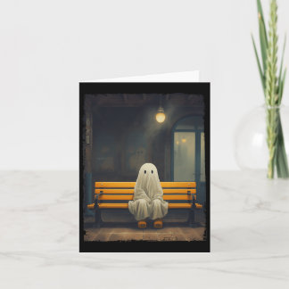 Carte Fantôme mignon vintage attendant assis sur une cha