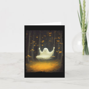 Carte Fantôme Mignonne Sur Une Forêt D'Automne De Neige