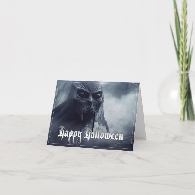 Carte Fantôme noir dans un paysage infernal - Halloween (Devant)