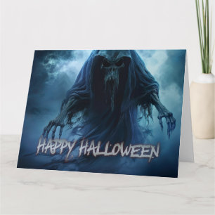 Carte Fantôme noir dans un paysage infernal - Halloween