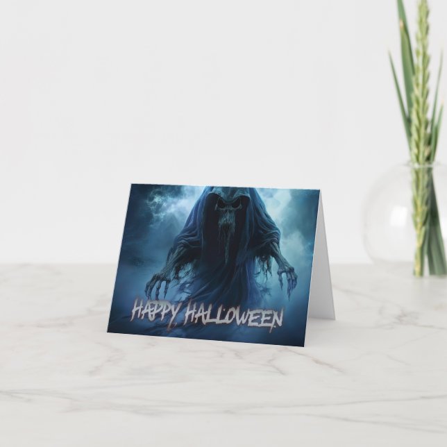 Carte Fantôme noir dans un paysage infernal - Halloween (Devant)