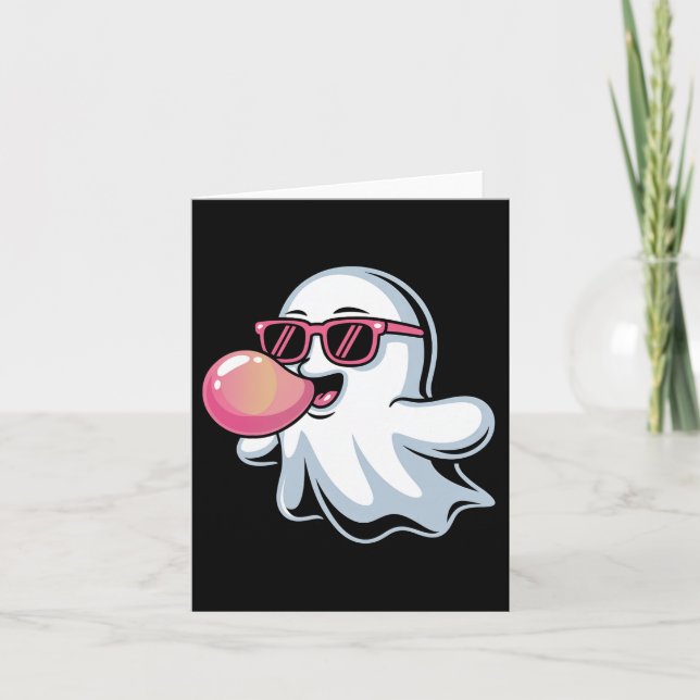 Carte Fantôme soufflant Bubblegum rose Halloween Garçon (Devant)