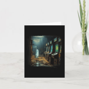 Carte Fantôme vintage d'Halloween dans un Arca abandonné