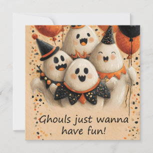 Carte Fantômes d'Halloween mignonnes avec texte