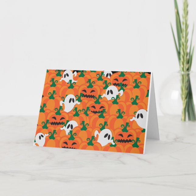 Carte Fantômes d'Halloween Patch de citrouille hantée (Devant)