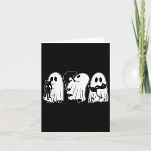 Carte Fantômes Drôle Tenir Des Chats Noirs Halloween Gho