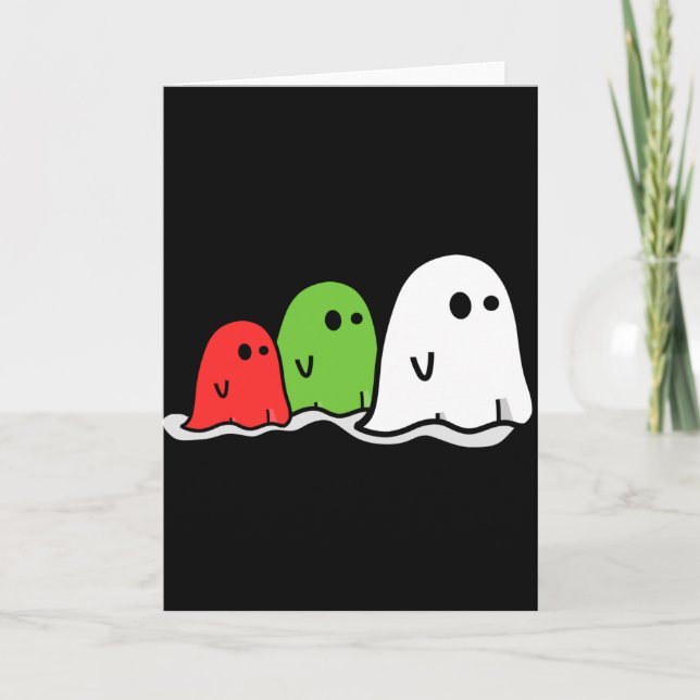 Carte Fantômes italiens heureux Kawaii de Halloween (Devant)