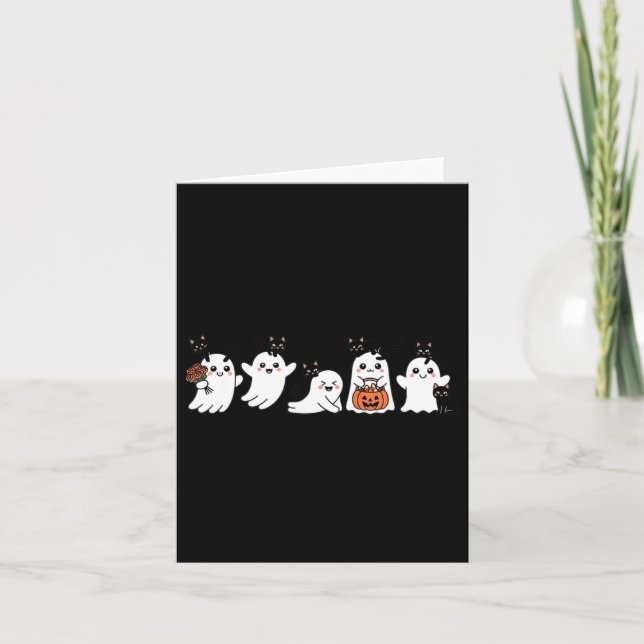 Carte Fantômes Kawaii d'Halloween avec chats noirs effra (Devant)