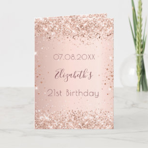 Carte Fard à joues rose gold pailleté photo personnalisé