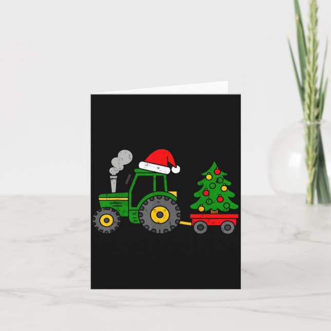 Carte Farm Christmas Tractor Tree Xmas Truck Boys Kids T (Devant)