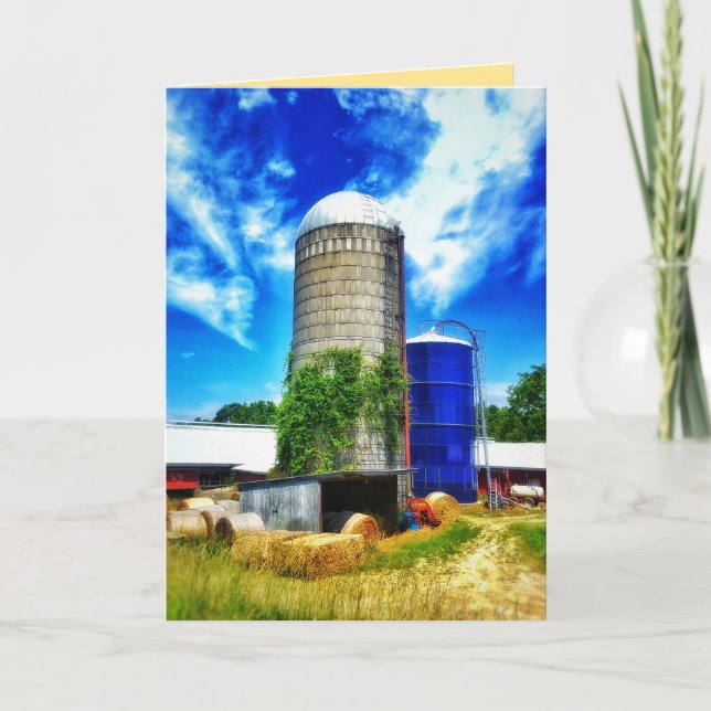 Carte Farm silos & hay bales in Davisburg, MI (Devant)