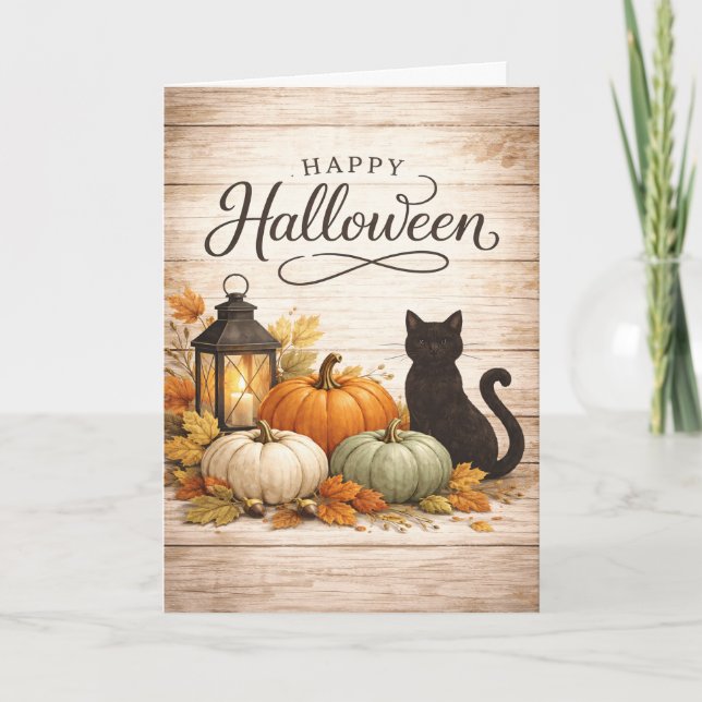 Carte Farmhouse Colorful Pumpkins Halloween (Devant)