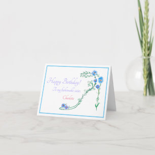 Carte Fashion Floral Aquarelle Anniversaire Sœur
